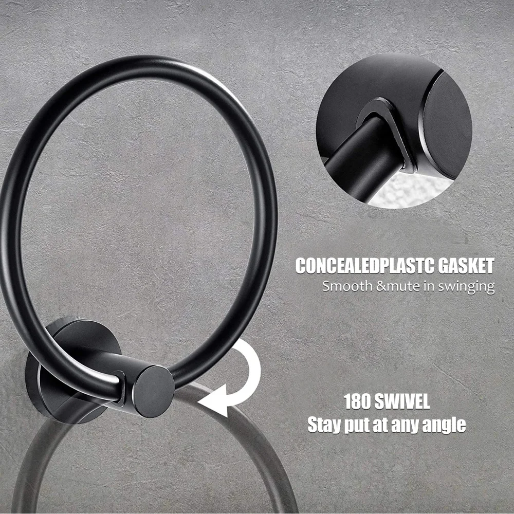 

2Pcs Wall-mounted Towel Ring Bathroom Towel Hanging Rod Paper Towel Rack