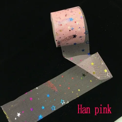 Han pink 25 ярд звезда блесток Тюль рулон сетка катушка органза лента для DIY юбка пачка ребенок душ День рождения Свадьба Вечеринка настольная дорожка Декор - Цвет: Han pink