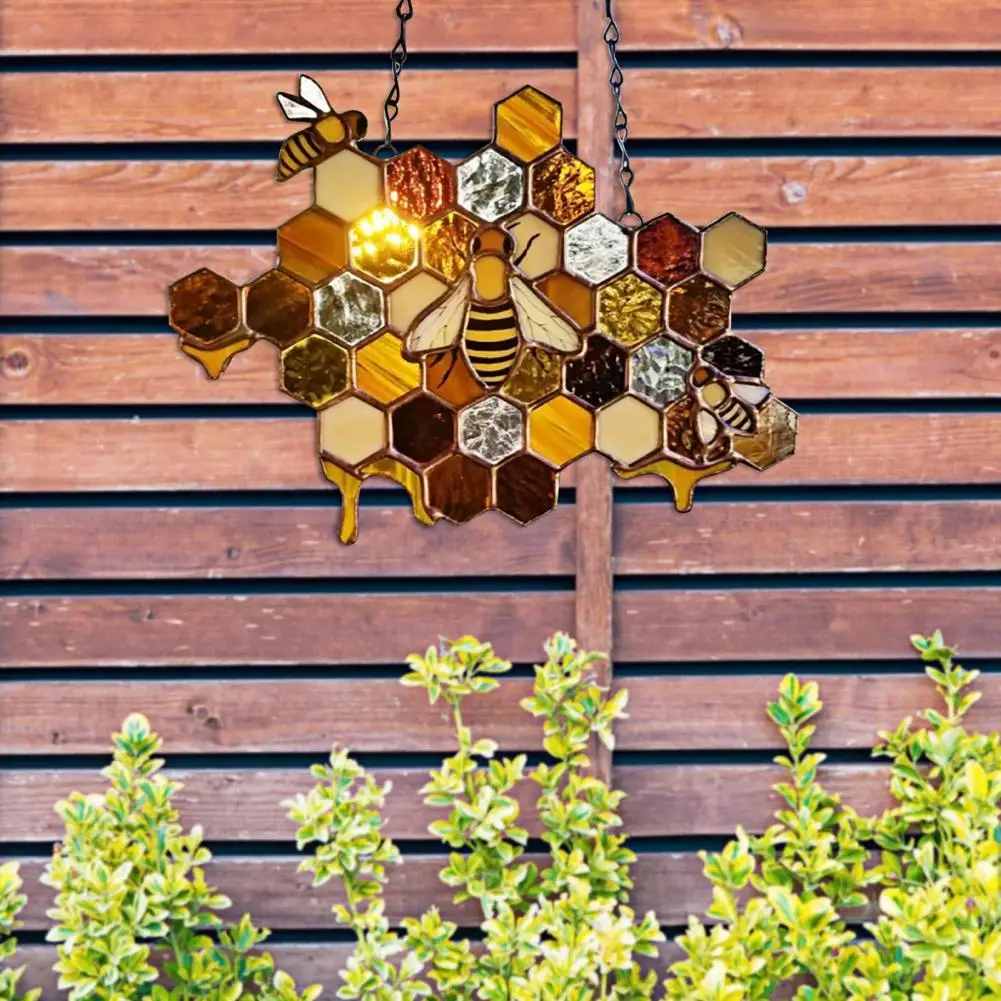 

Honeycomb Hanging Ornament Exquisite DIY Multicolor Wall Decoration Honey Suncatcher for Garden