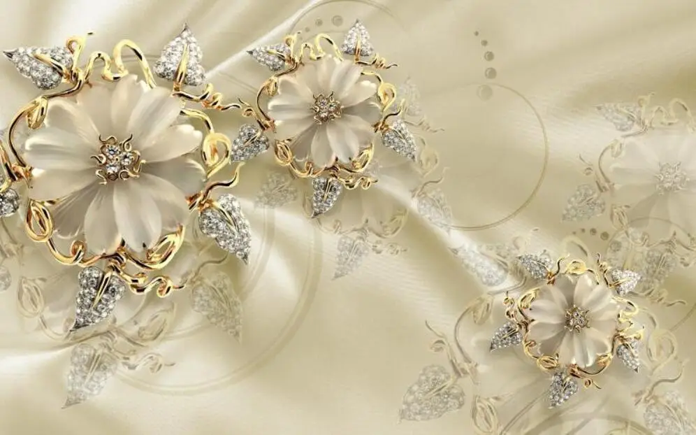 

Пользовательские 3D стерео роскошные золотые европейские ювелирные наклейки на стену-обои для гостиной ТВ фон фото обои