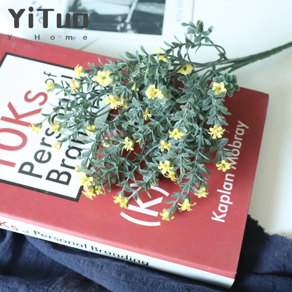 

YiTuo 1 Bundle(10 Pieces) Gypsophila Decoration Artificial Flowers Home Decore Flower Bouquet Green Plant B003(Without Vase)