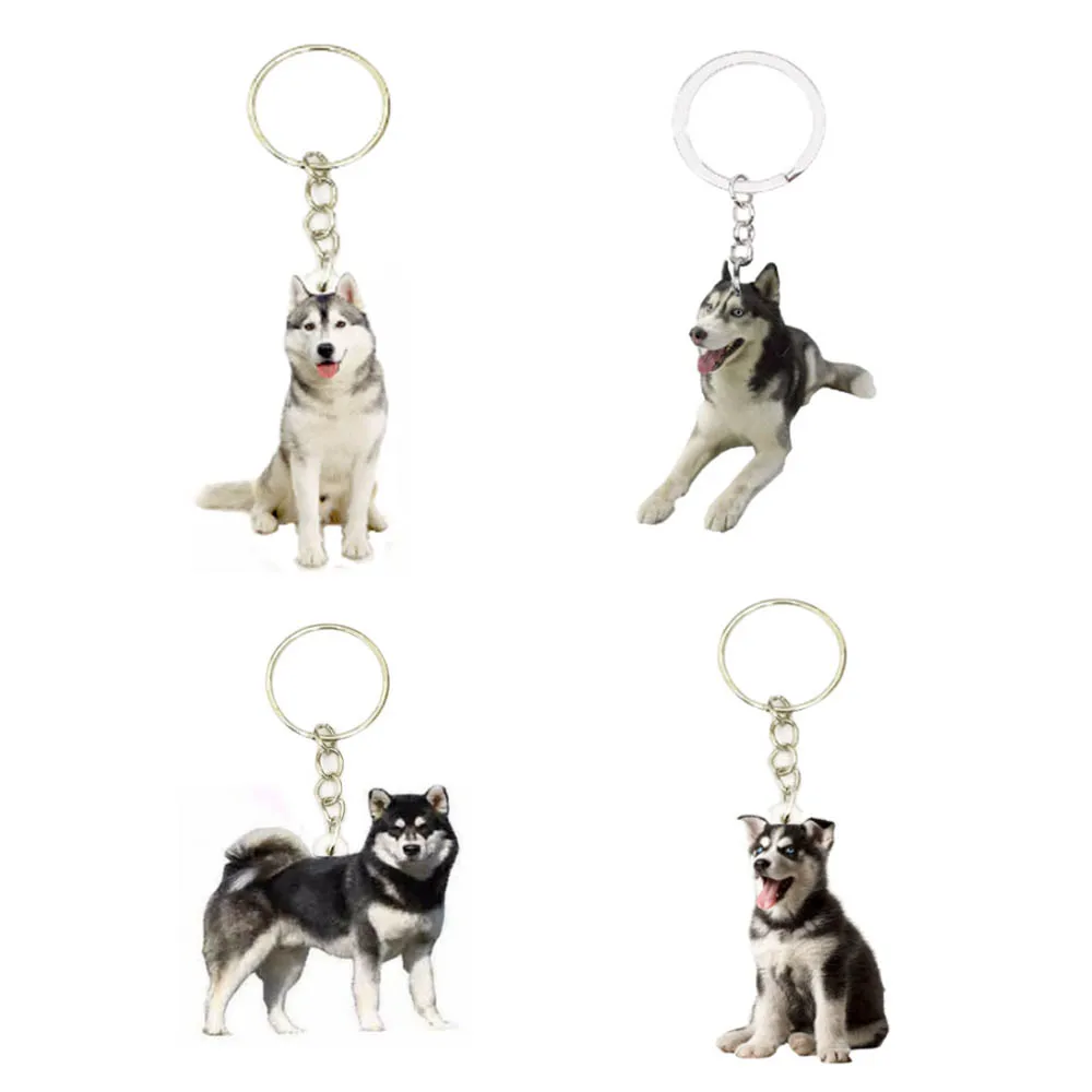 

Husky Dog Acrylic Cute Husky 4pcs/set Keyring Fashion Keychains Cat Key Chain Ring Best Friends Boyfriend Gift for Women Keyring