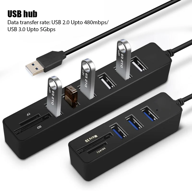 

USB Hub 3.0 Multi USB Splitter USB Port with Micro mini Charge Power for Lenovo Xiaomi Macbook Pro PC Hub TF SD point adapter