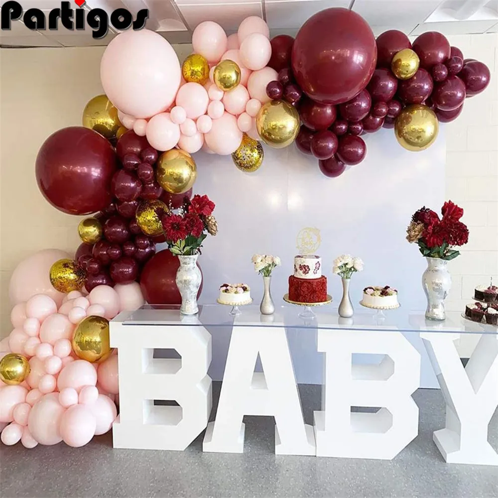

114pcs Balloons Pink Gold Confetti Balloons Garland Arch and Gold Party Baby Shower Burgundy and Gold Wedding Decorations
