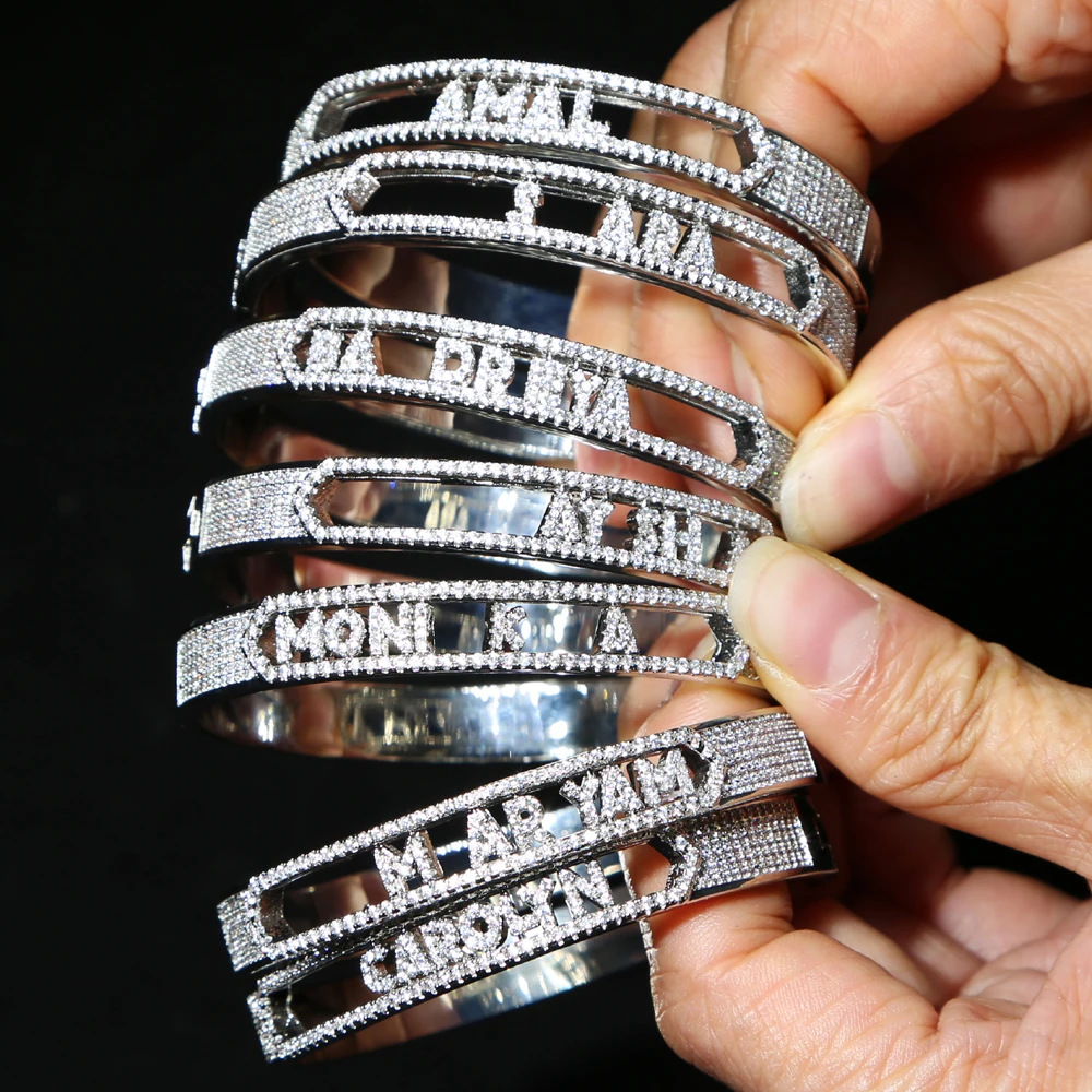 DIY Имя ювелирные изделия серебряный цвет микро паве 5A CZ Искрящиеся сверкающие 26