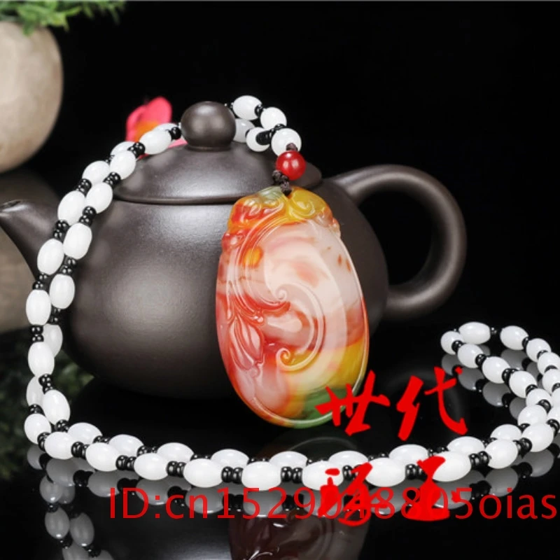 Натуральный цвет китайский Нефритовый дракон руйи кулон бусы ожерелье модный