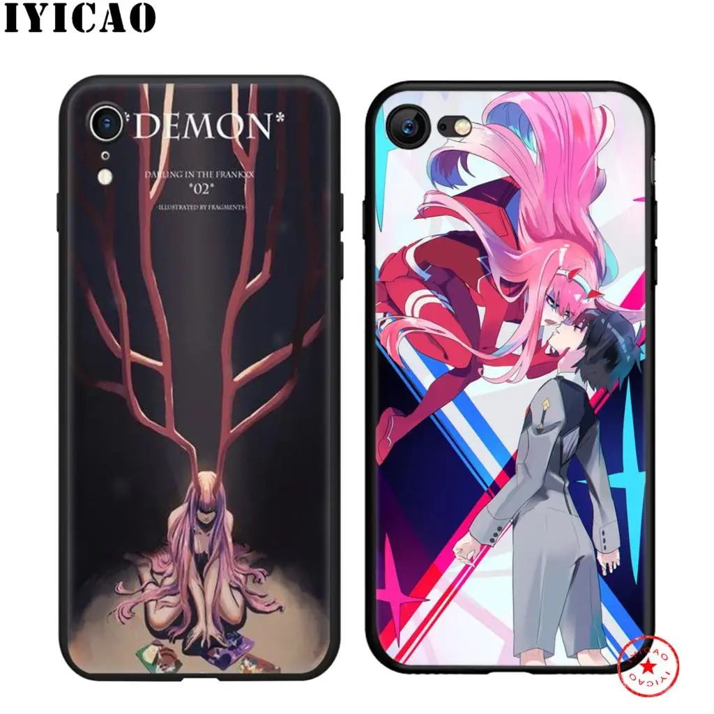 Мягкий Черный силиконовый чехол IYICAO Darling in the FranXX для iPhone 11 Pro Xr Xs Max X или 10 8 7 6 6S Plus 5