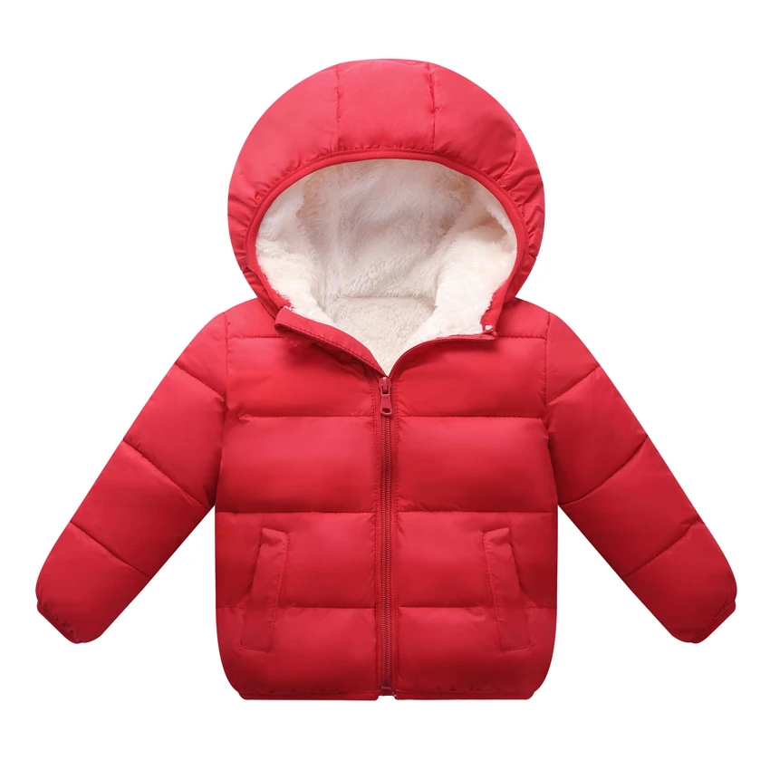 Hooded Red Baby Girls Jacket Autumn Winter Jacket For Girls Coat Kids Warm Hooded Outerwear Coat For Boys Coat Children Clothes YJ108 - Цвет: Hooded Red