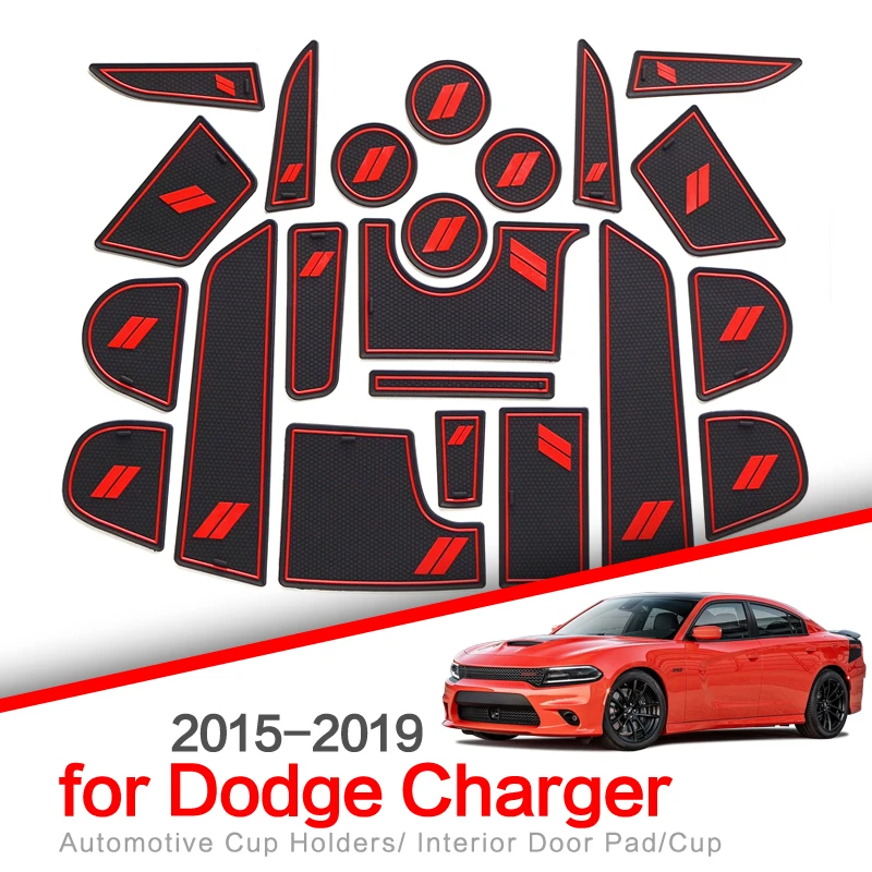 ZUNDUO Anti-Slip Gate Slot Cup Mat for Dodge Charger 2015 2016 2017 2018 2019 Non-slip Pad Accessories Internal slot mat sticker