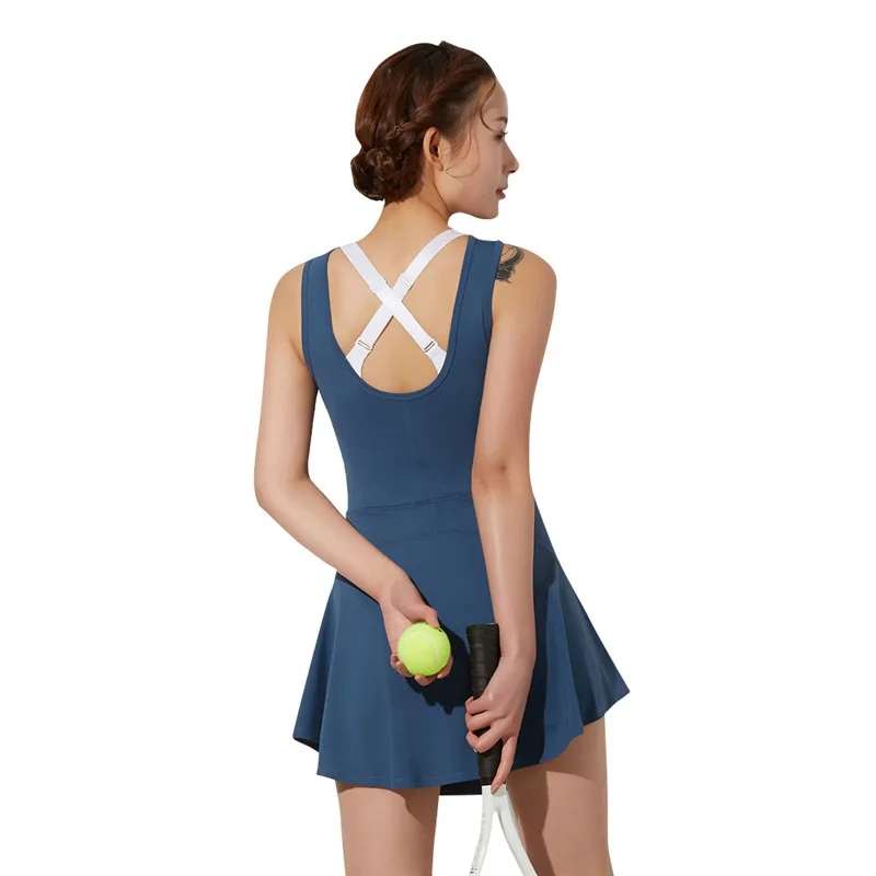 

New Summer Women Tennis Dresses Yoga Running Sports Breathable Elastic Fitness Outdoor Suit Set Tracksuit Gym Sportswear Tight