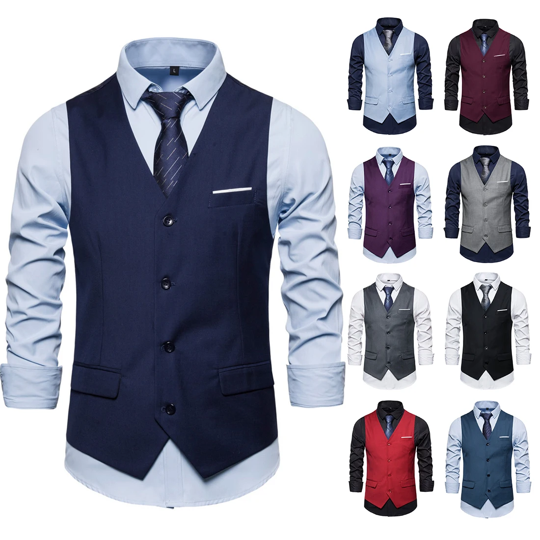 

9 Color Mens Vest Casual Formal Social Business Gilet Steampunk Costume Homme Mariage Waist Coat For Men Suit Vest S-6XL