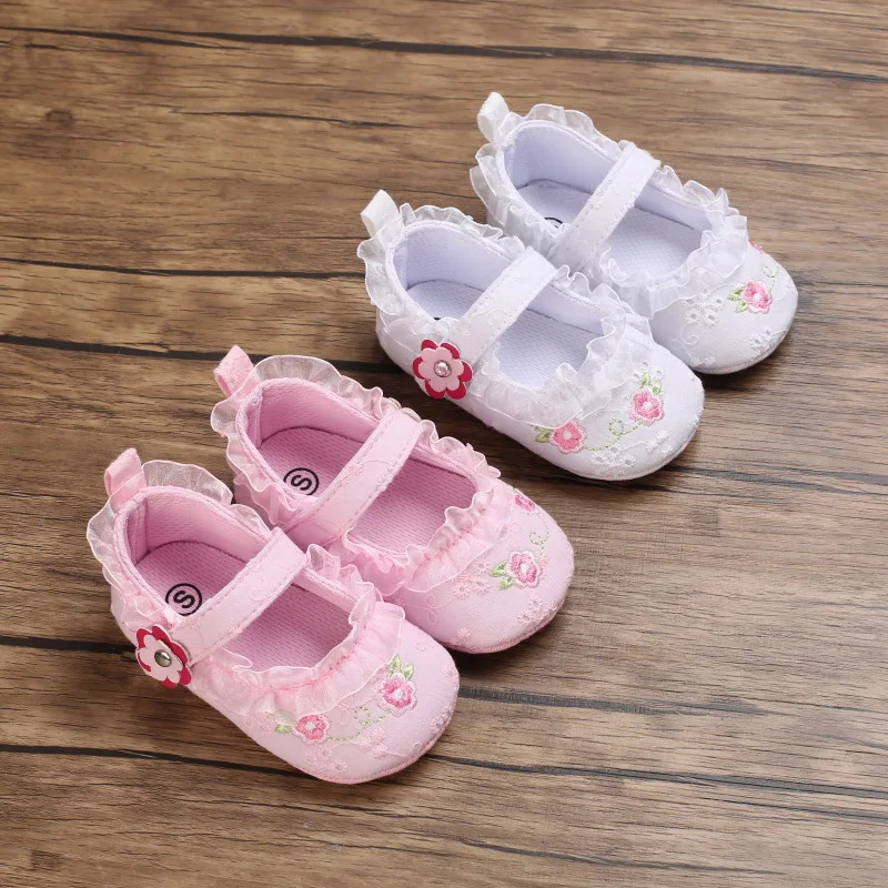 

Baby Girls Shoes White Pink Floral Embroidered Soft Soles Shoes Prewalker Walking Toddler Casual Kids Shoes For Dropshipping