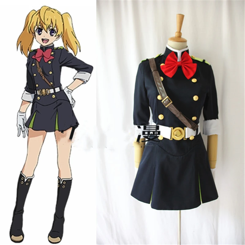 Disfraz de Anime para mujer, conjunto de uniforme militar para fiesta de Halloween, de la serie Seraph of the End Mitsuba Sangu