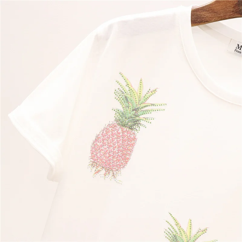 Женский спортивный комплект из 2 предметов футболка с принтом ананаса и