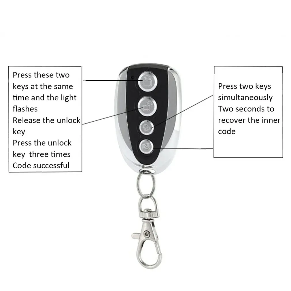 

433MHz Universal Copy Wireless Remote Control 4 Key Metal Cloning Remote Controller For Electric Gate Garage Door Remote Key