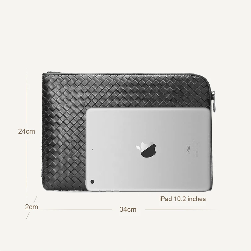 business mens clutch bag 100 genuine leather sheepskin woven luxury brand envelope bag multi function large capacity a4 paper free global shipping