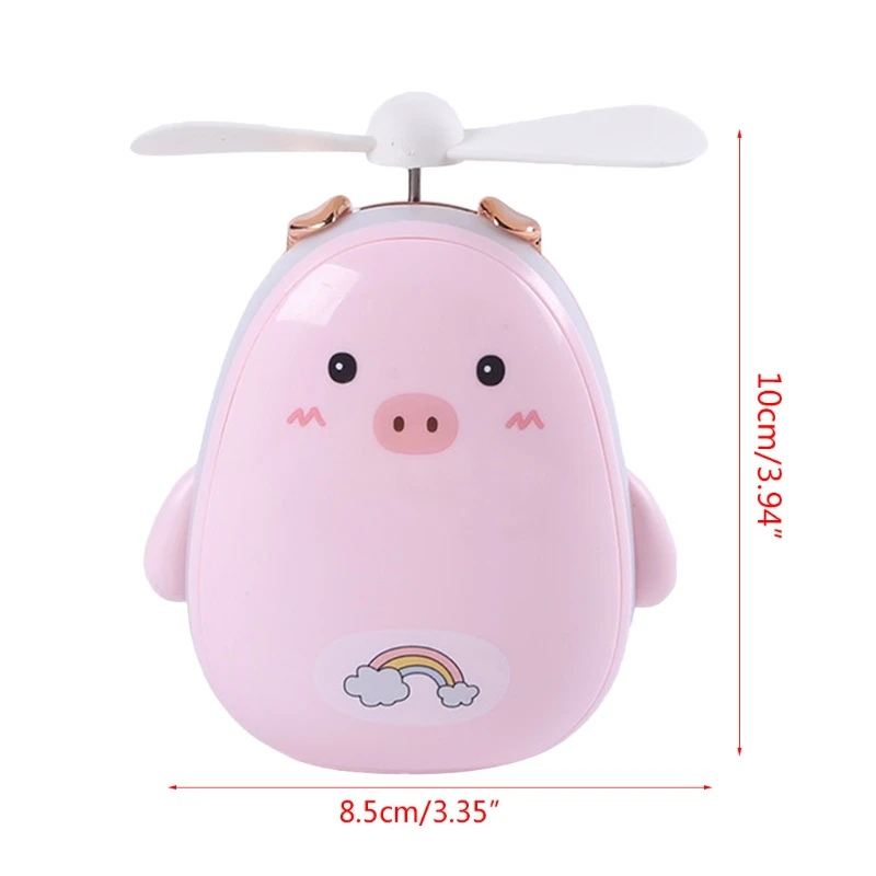 

Portable Cartoon LED Light Makeup Mirror Cosmetic Beauty Mirror 2 In 1 Mini Handheld Fan USB Rechargeable Cooling Fan
