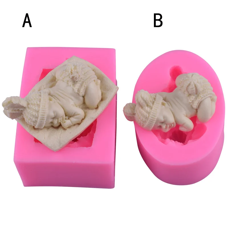 

Силиконовая форма для выпечки в форме спящего ребенка, гибкая форма для выпечки печенья, желе, шоколадная помадная сахарная форма, инструме...