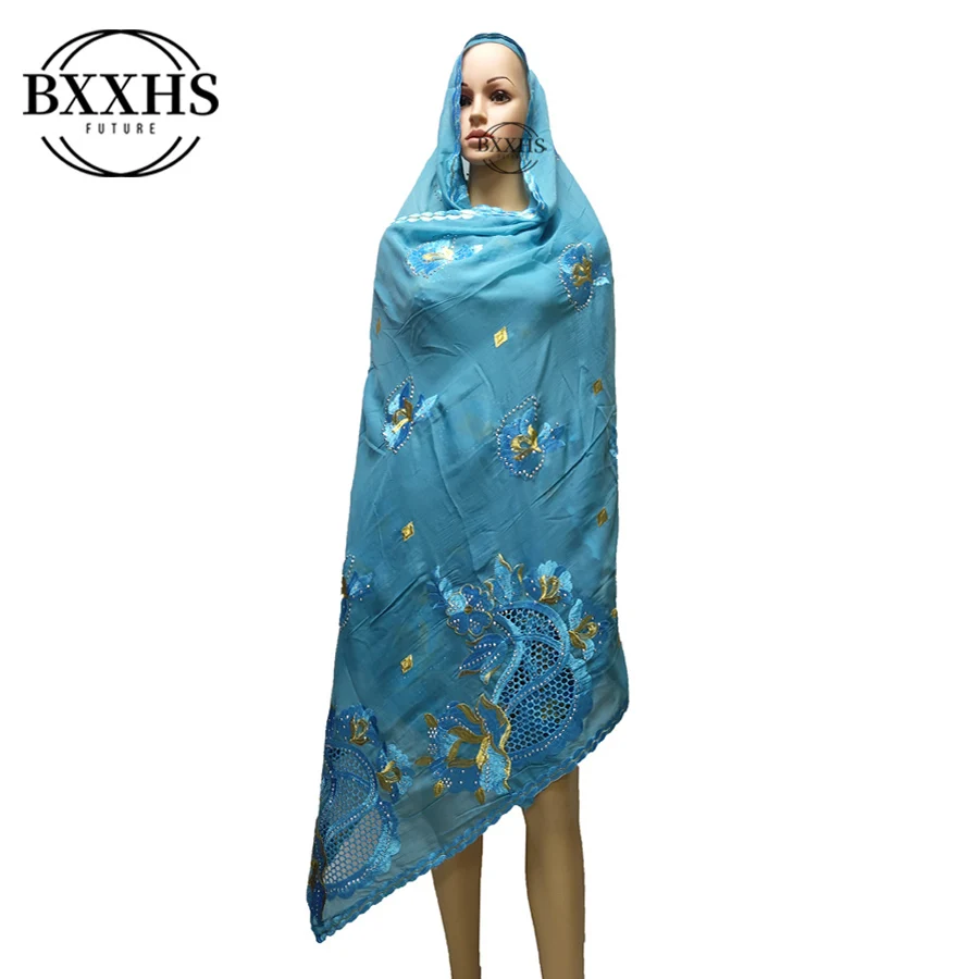 Африканские женские специальные шарфы мусульманские с вышивкой из 100% хлопка