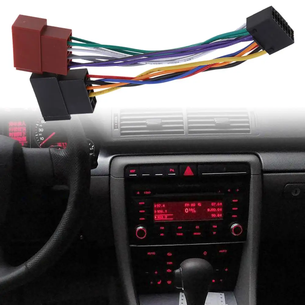 

1Pc Wire Harness Adaptor for Kenwood JVC Car Stereo Radio ISO Standard Connector Adapter 16 Pin Plug Cable