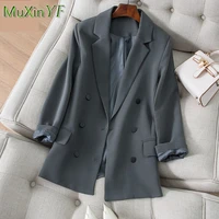 womens suit jacket autumn 2021 new casual loose double breasted profession black blazers top korean fashion elegant coat blouse