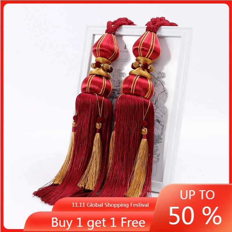 

Занавески в Европейском стиле, занавески с кисточками, аксессуары, ремешок с двойным шариком и кисточкой, веревка с длинной кисточкой для бо...