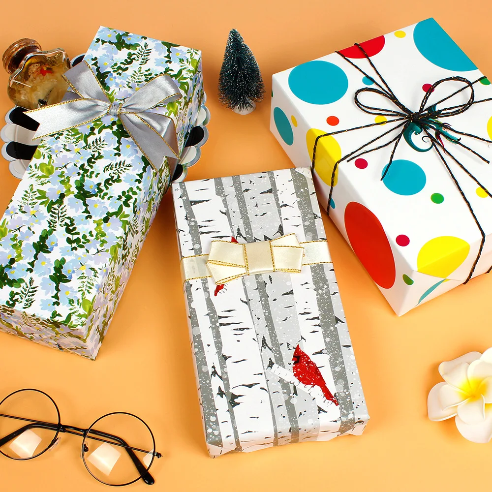 Цветочная упаковочная бумага с покрытием для подарков оберточная изображением