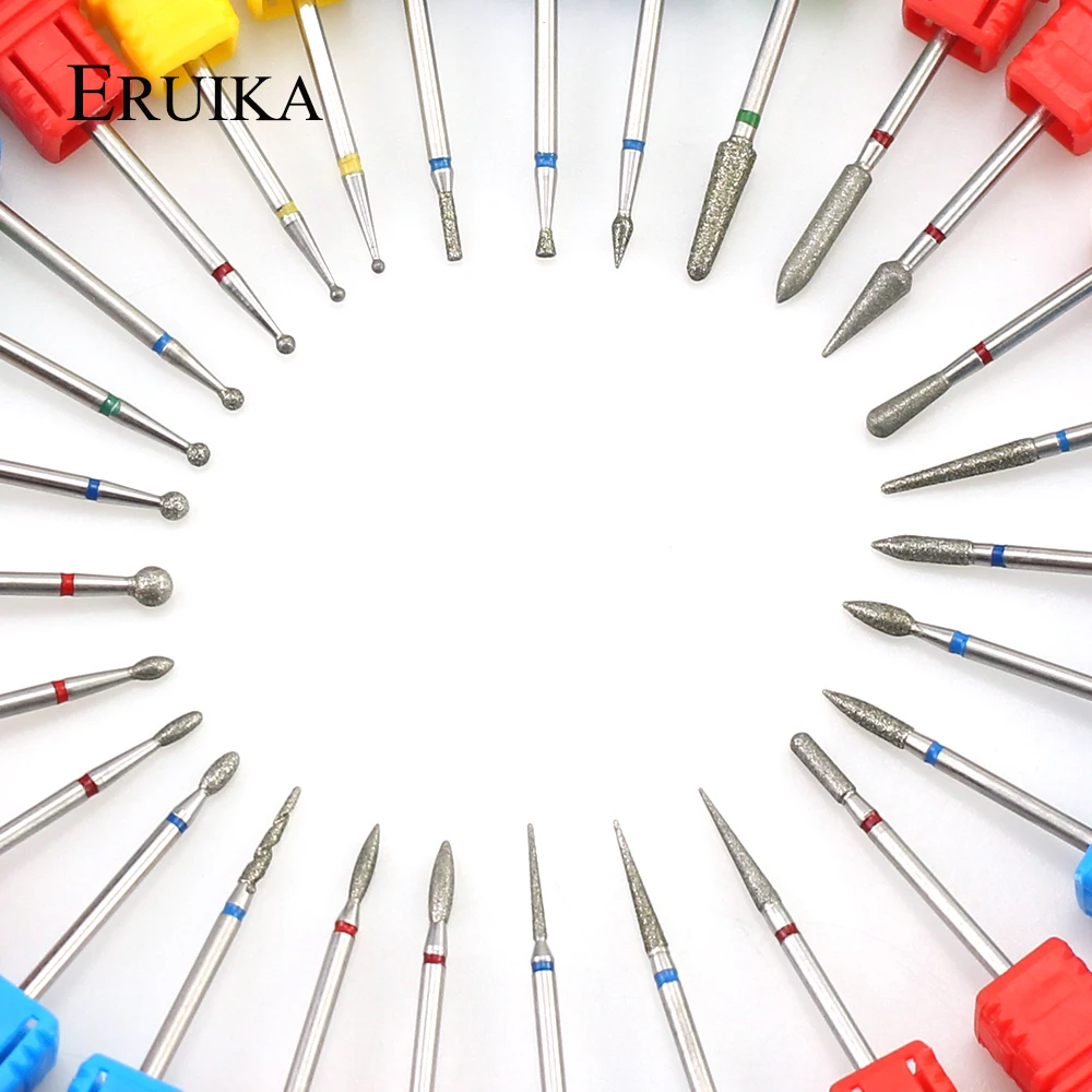 Ротационная Алмазная дрель для ногтей ERUIKA 28 типов электрические резцы удаления