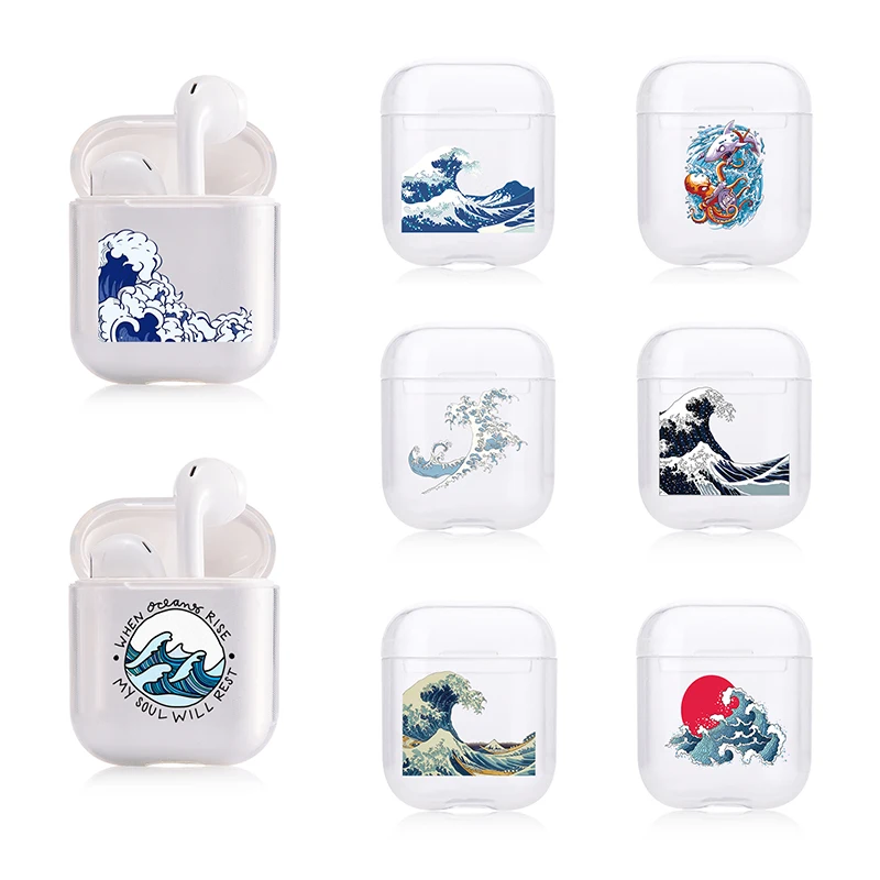 Чехол Tsunami океанские волны для AirPods 2 симпатичный защитный чехол air pods Pro Роскошный