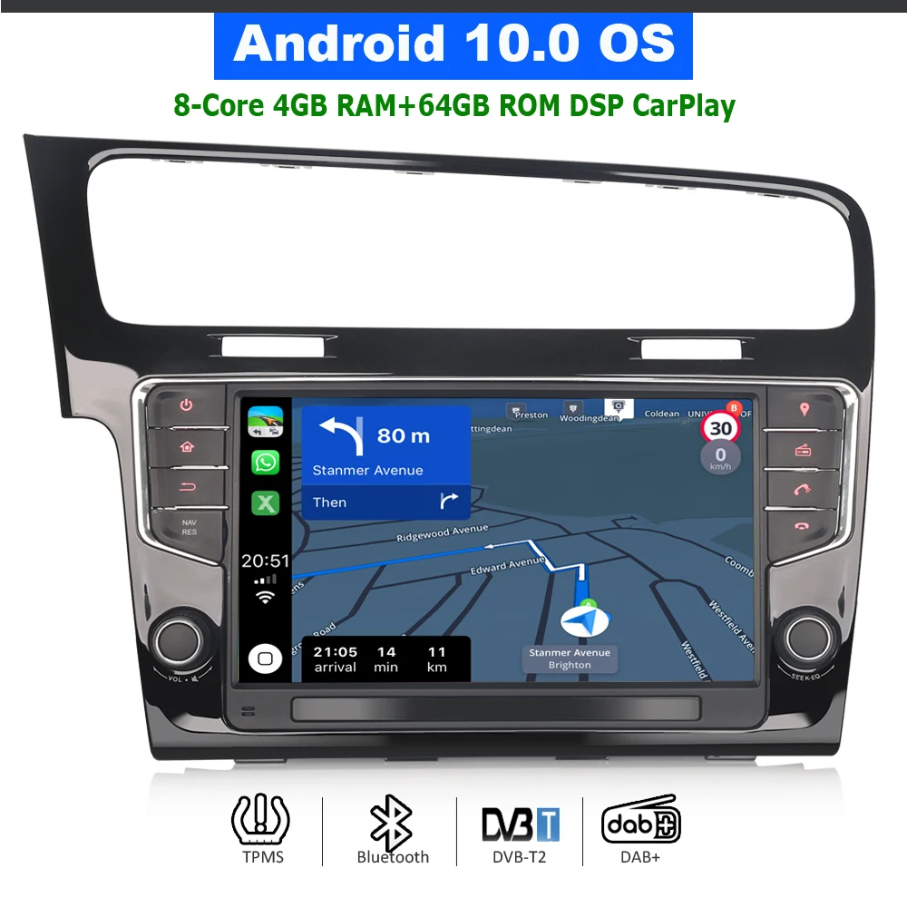 

7" Double DIN Car Navigation Player GPS Sat Nav FM Radio Stereo USB For VW Golf MK7 VII 7