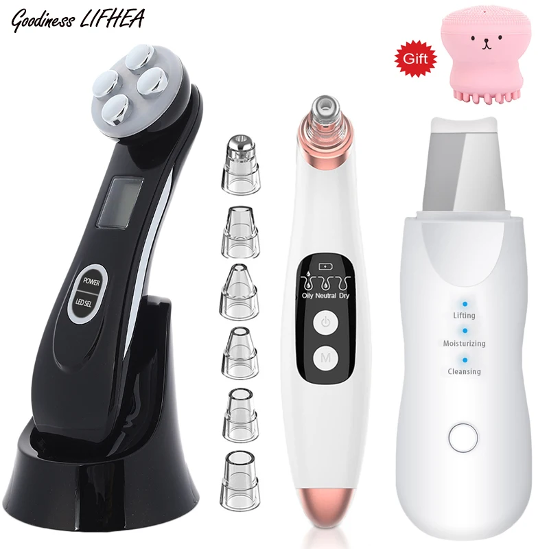 

EMS Mesotherapy Skin Scrubber Facial Cleansing Peeling Machine Blackhead Remover Pore Cleaner LED Anti Aging Facial Massager