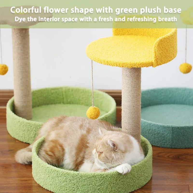 

Sisal Material Cat Jumping PP Cotton Platform Cat Litter Color Flower Shape Cat Litter Soft And Comfortable Bite Resistant