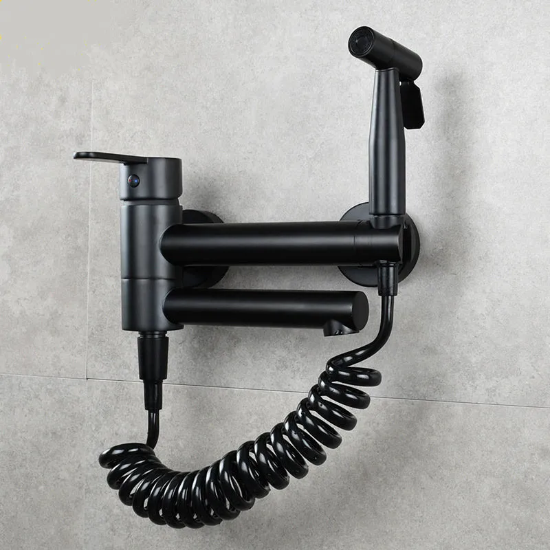 

Bathroom Bidet Shower Faucet Mixer Black Bidets Toilet Spray Bidet Shower Set With Hand Shower Gun Bidet Faucet Wall Mounted
