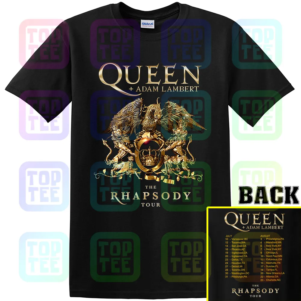 Queen + Адам Ламберт Рапсодию Тур концерт 2019 футболка S 3XL|Мужские футболки| |