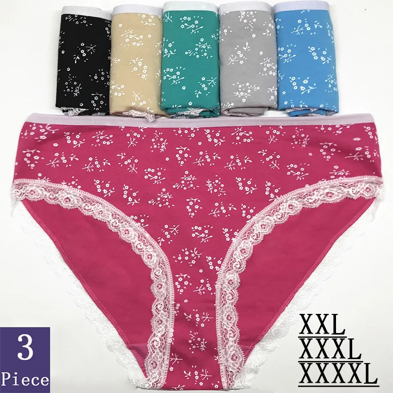 Хлопковые женские трусики 3 шт./лот XXL 3XL 4XL большого размера нижнее белье с принтом