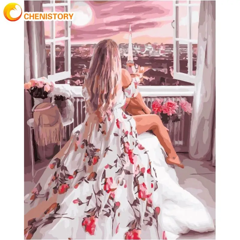 

CHENISTORY Painting By Number Woman Sale Drawing On Canvas HandPainted Art Gift DIY Picture By Number For Adults Woman Kits Home