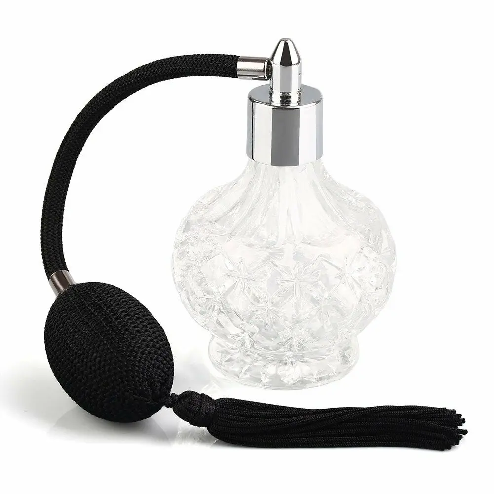 

80ml Vintage Crystal Glass Perfume Bottle Refillable Long Air Bag Spray Atomizer Diffuser Lady Gift Cosmetic Empty Container