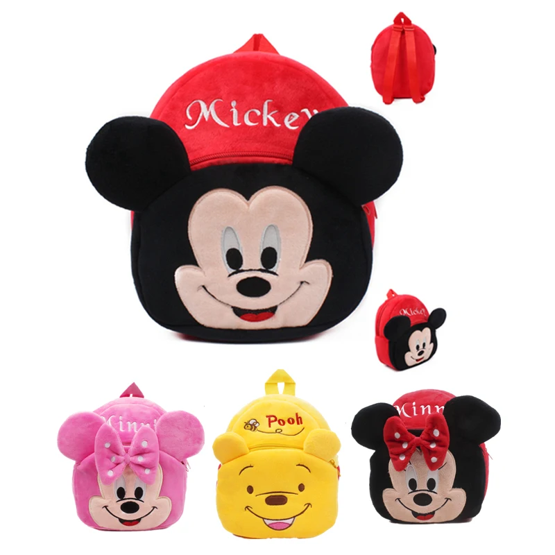 Детский плюшевый рюкзак Disney с Микки-Маусом мини-школьный портфель для мальчиков