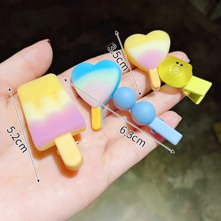 Забавные милые резинки для волос "Мороженое" с цветком, сердцем и ножками для детей девочек - аксессуары для волос.