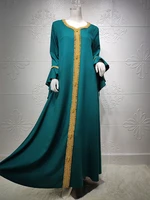 eid ramadan kaftan dress for women dubai turkey golden ribbon embroidery loose muslim arabic islamic clothing white blue xxl