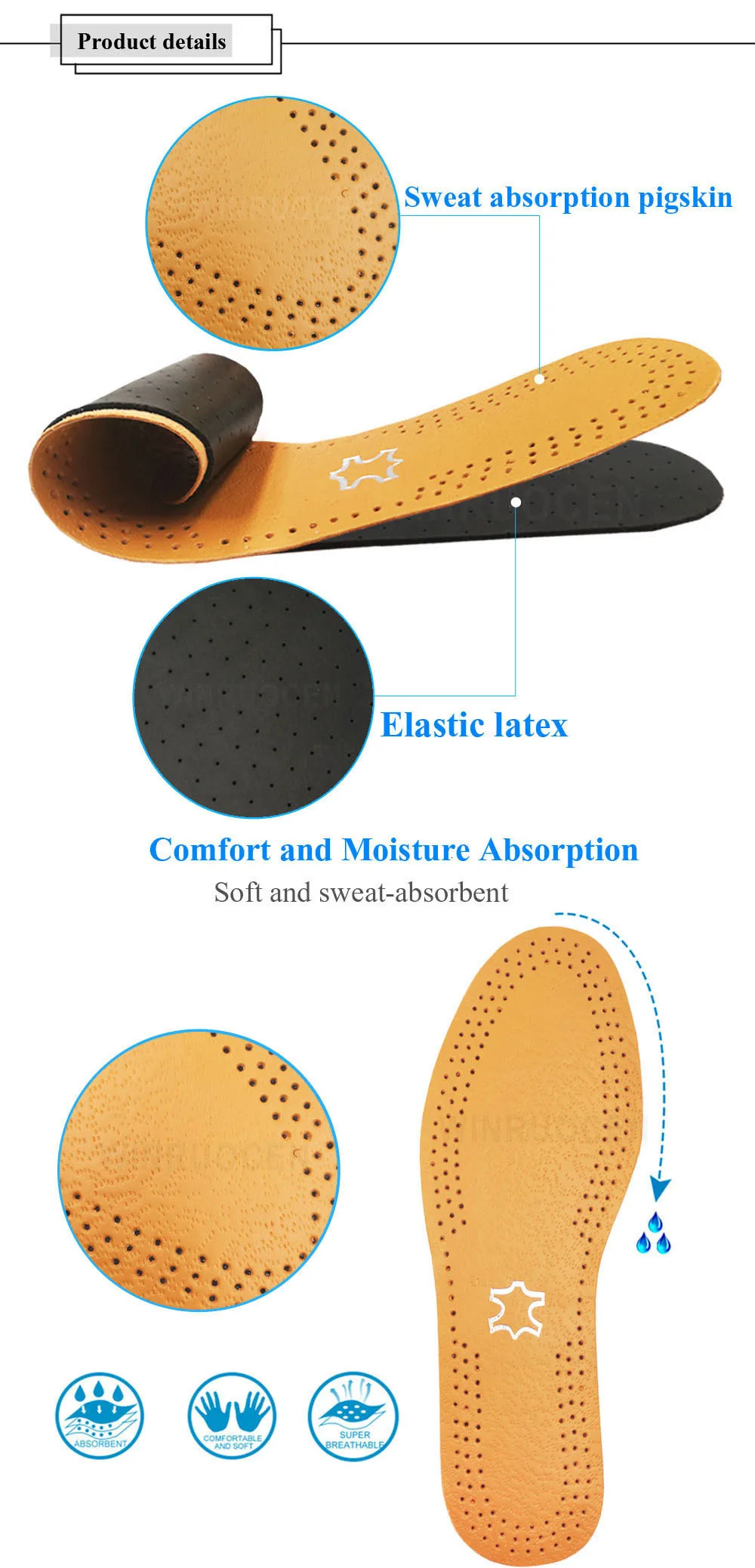Ultra Thin Breathable Deodorant Leather Insoles Pigskin Instantly Absorb Sweat Replacement Inner Soles Shoes Insole Pads