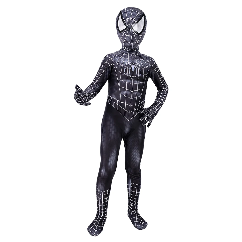 Детский костюм черного человека паука из лайкры и спандекса Человек паук для