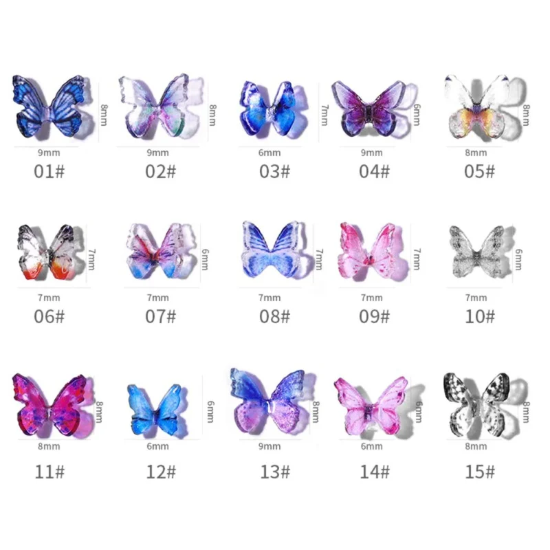 

30 Pcs Nail Rhinestones Stones Mixed Size Summer Nail Art Nail Ornament Butterfly Series 3D Nail Art Decorations T1