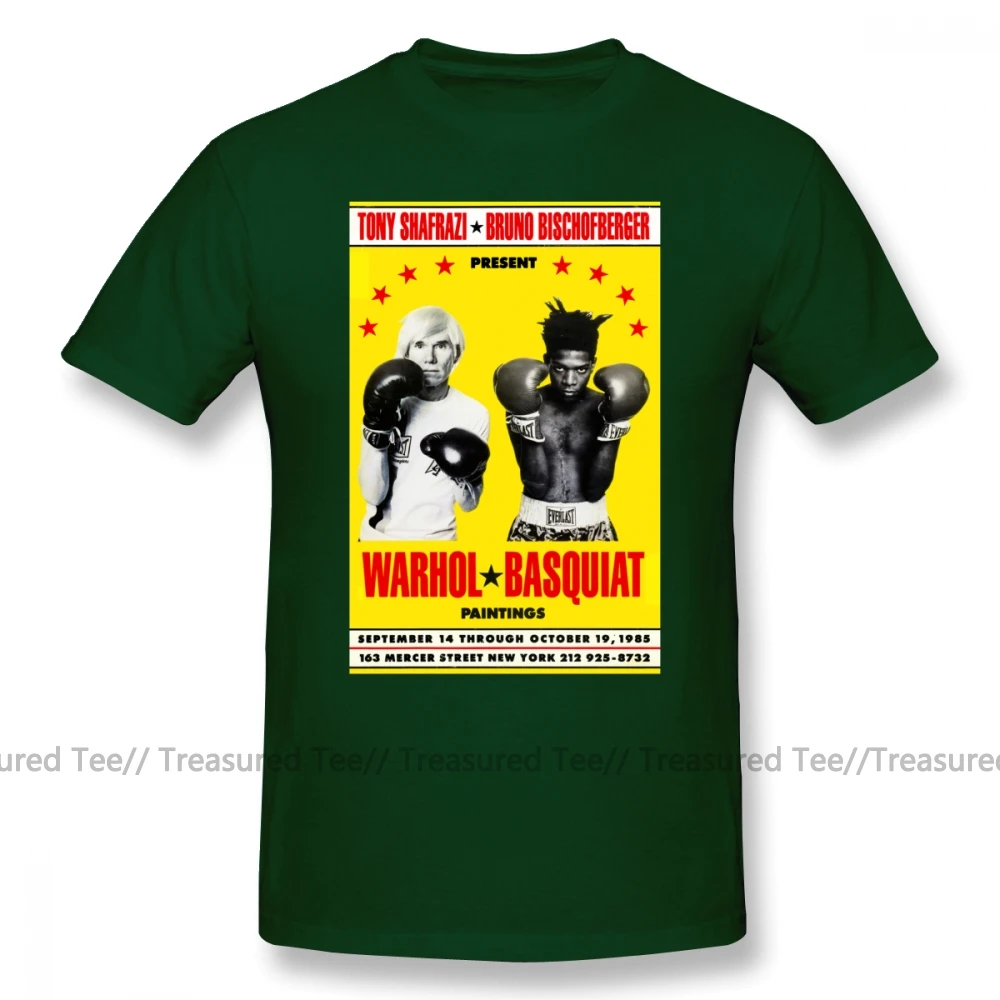 Basquiat футболка Basquiat Warhol Poster T-Shirt 5x футболка с коротким рукавом Хлопковая мужская забавная Футболка с принтом - Цвет: Dark Green