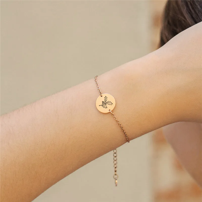 

Visunion Stainless Steel Bracelet Custom Flower Rose Daisy Pattern Rose Gold Silver Color Bracelet Romantic Design for Women