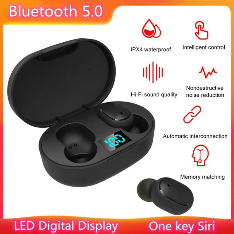 Наушники E6S Bluetooth 5 0 беспроводные наушники интеллектуальный цифровой дисплей