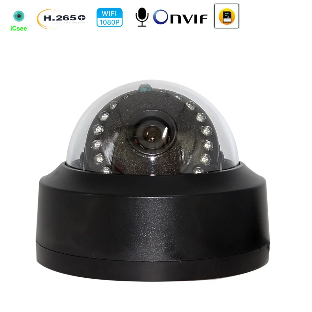 

H.265 icsee Wireless IP Camera SD Card 128G 2.8mm Dome Camera 1080P 5MP Onvif P2P Cloud Mic IR Cut CCTV Surveillance Wifi Camera