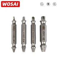 wosai hhs steel 4pcs screw extractor drill bits guide set broken damaged bolt remover double ended damaged screw extractor