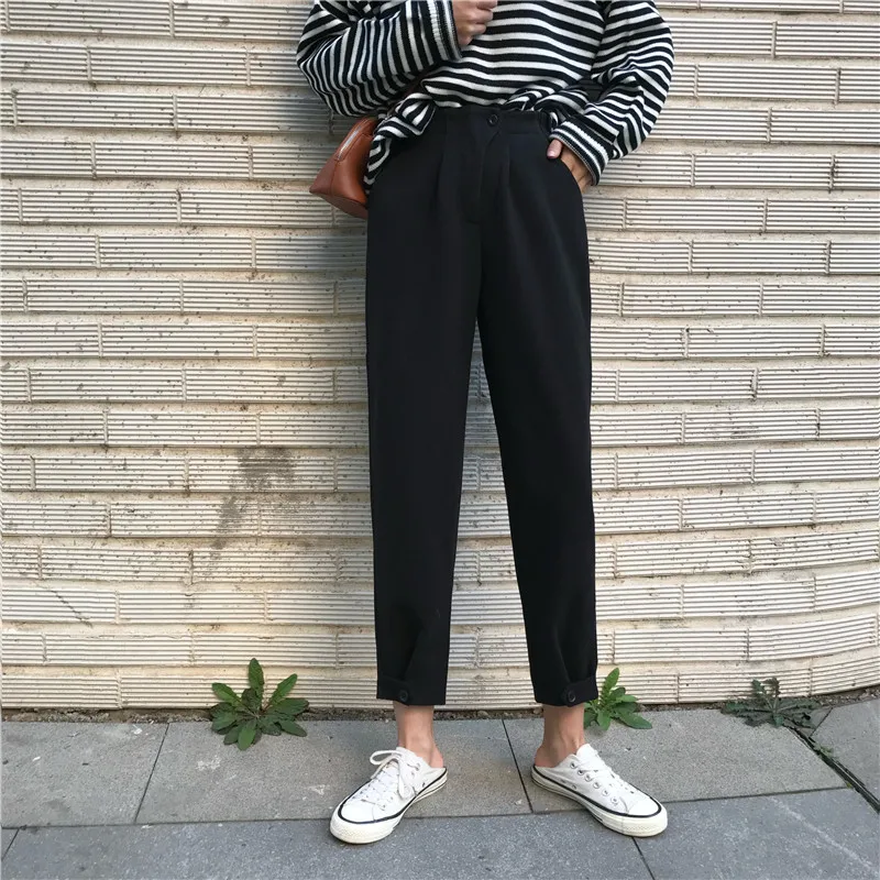 

HziriP 2020 New Spring Autumn Women Pencil Harlan Pants Casual Woolen Pants Female Winter Thick High Waist Loose Trousers Capris