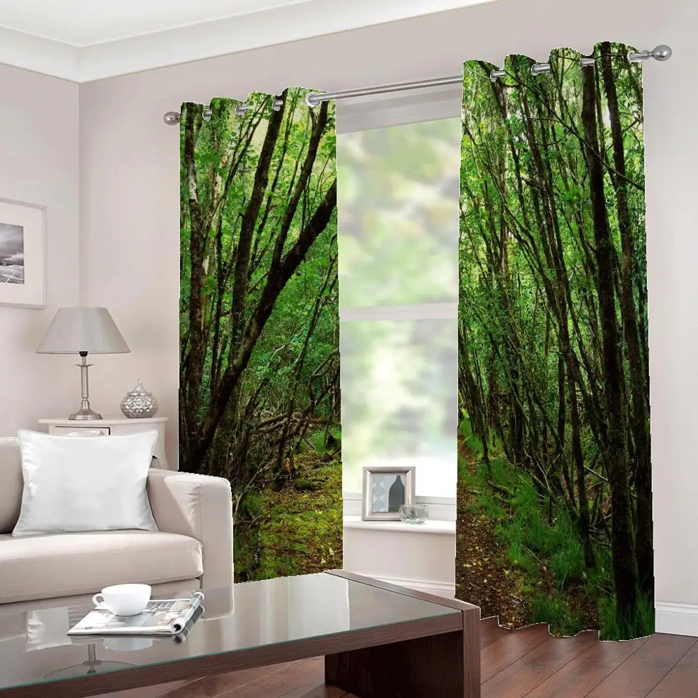 Пользовательские 3D фото лесное дерево небольшая дорога пейзаж оконные шторы для